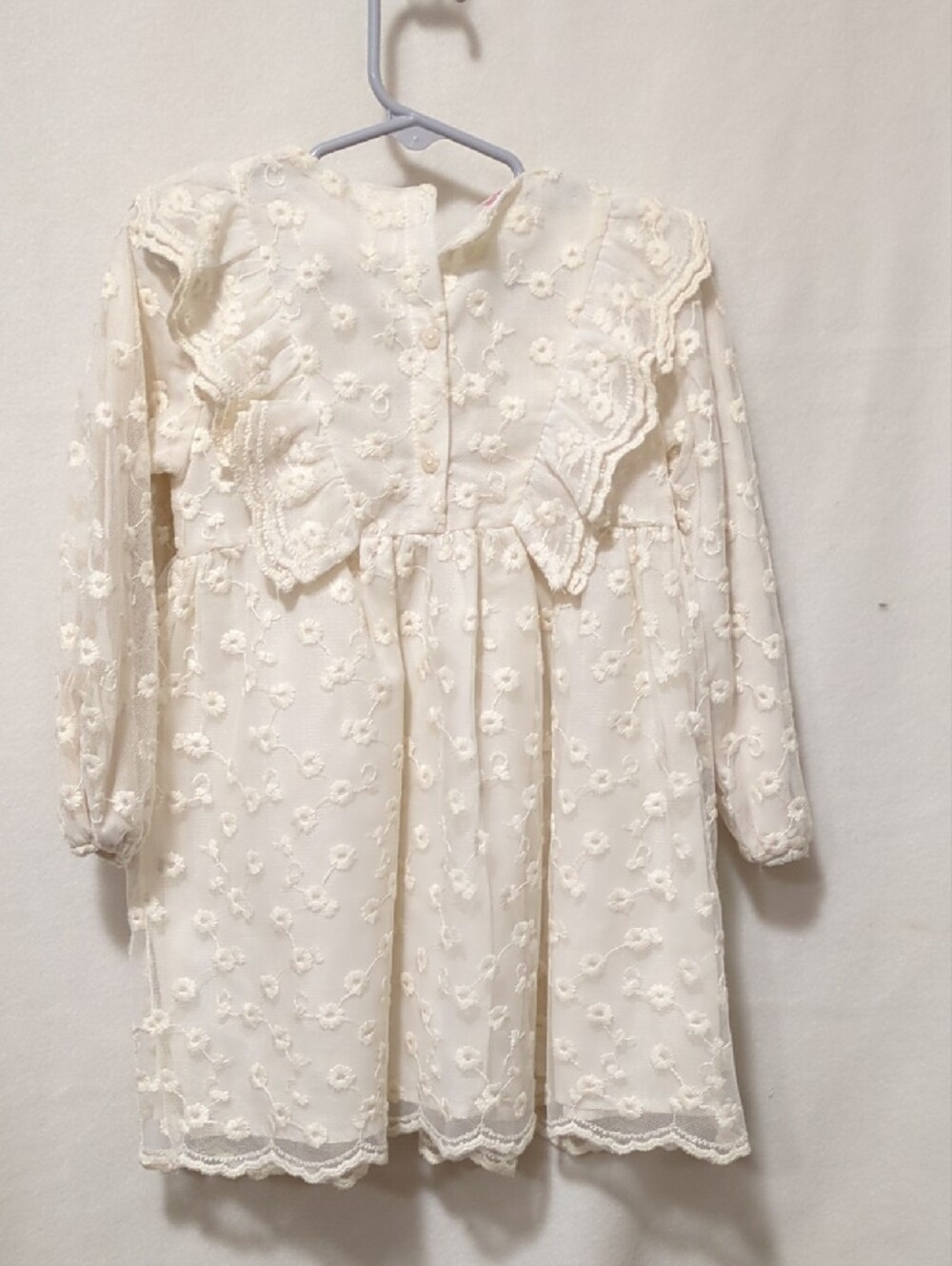Zara Cream Embroidered Ruffle Dress - Picture 3 of 3